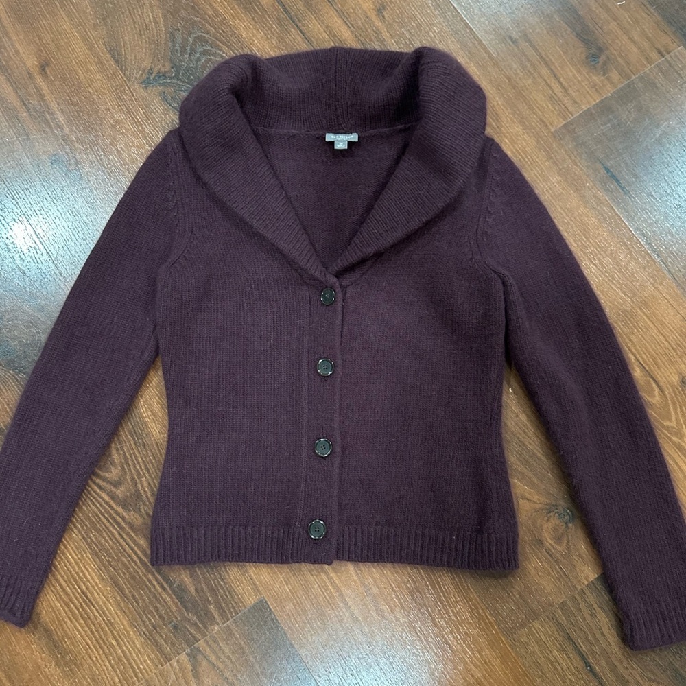 Ann Taylor Petites Rabbit Hair -Wool Blend Cowl Neck Cardigan Maroon petite M